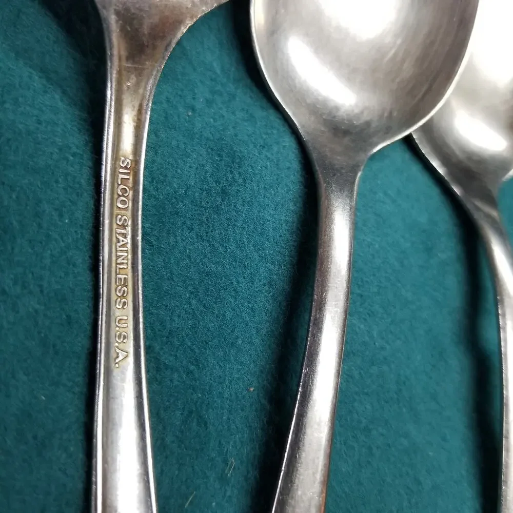 10 Silco Mardi Gras Stainless Silverware Knives Forks Spoons Fireworks VTG